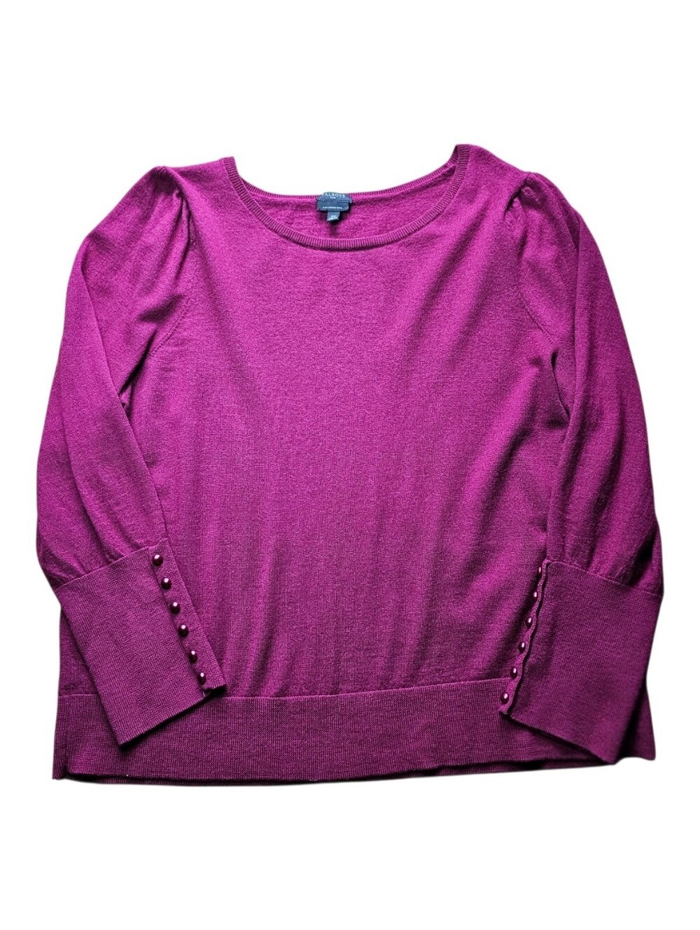 Talbots Merino Wool Pullover Sweater Button Accents Fushia Size 2X